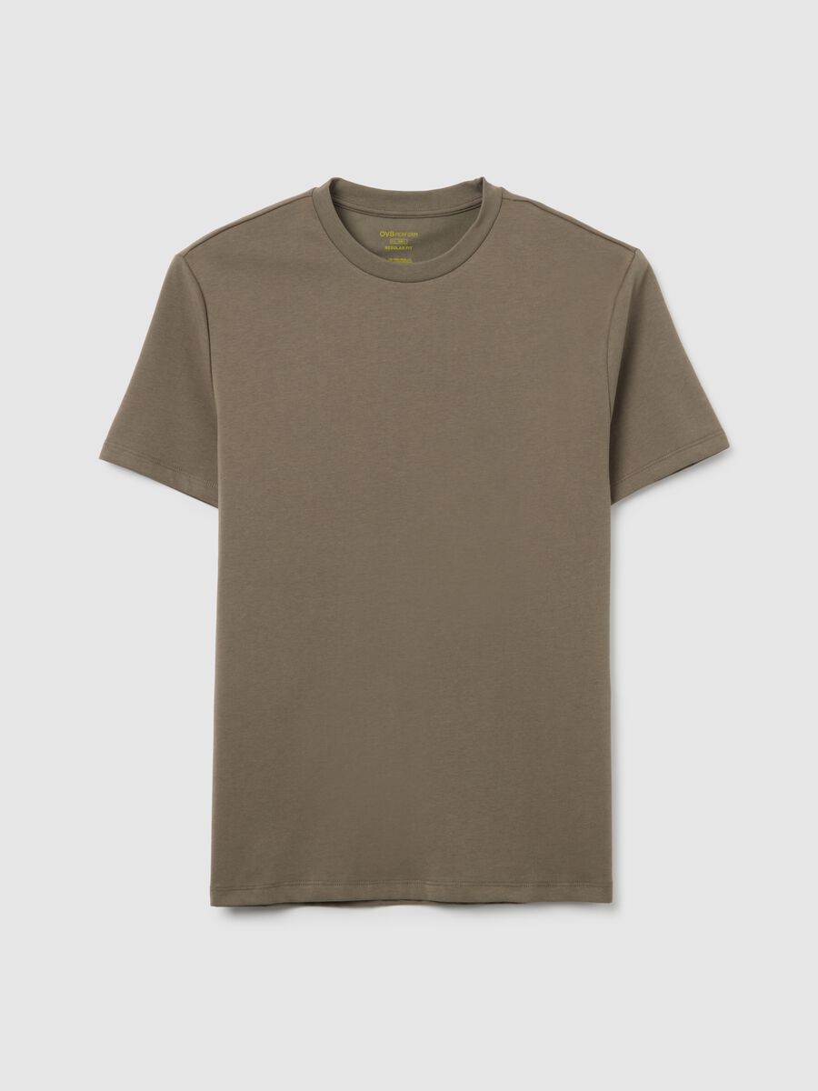 Regular fit green cotton blend T-shirt_4
