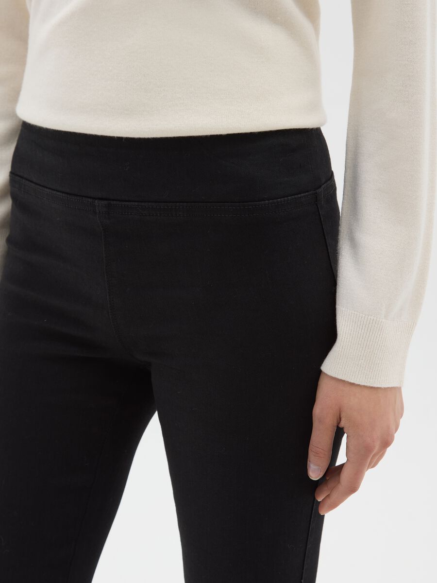 Black Cotton Blend Flare Trousers_3