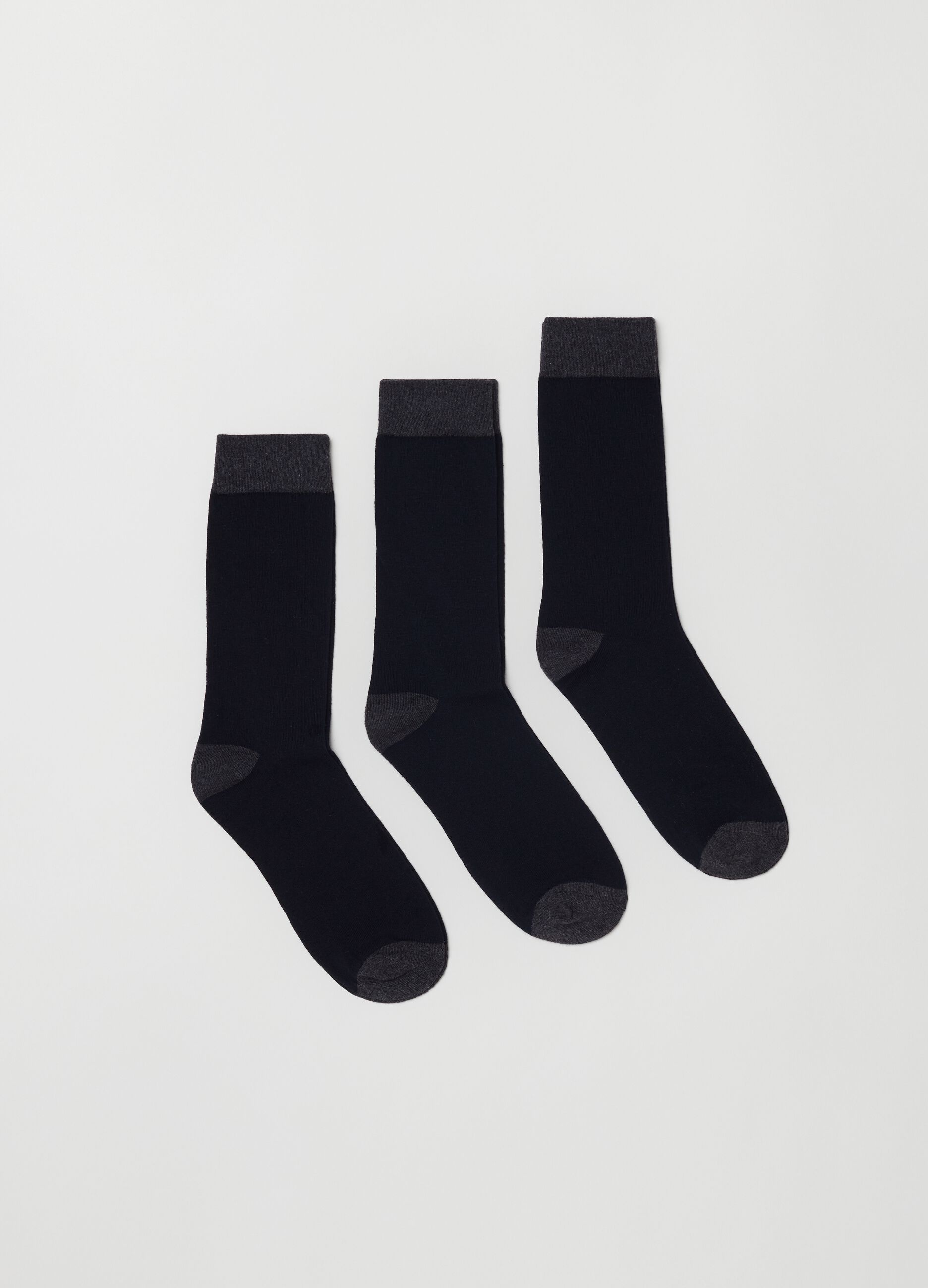 Tripack calze corte con dettagli a contrasto_0
