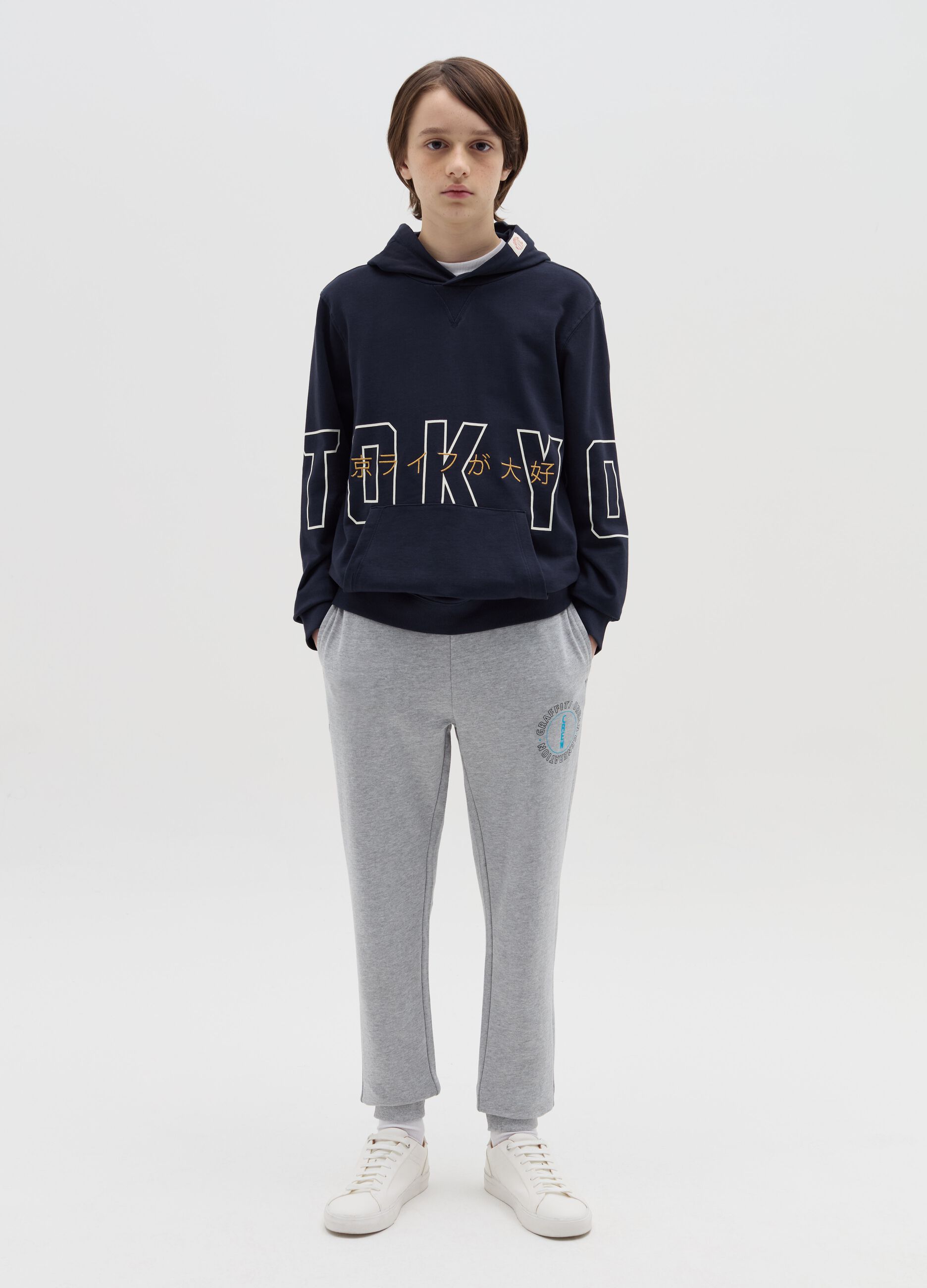 Joggers with graffiti print
