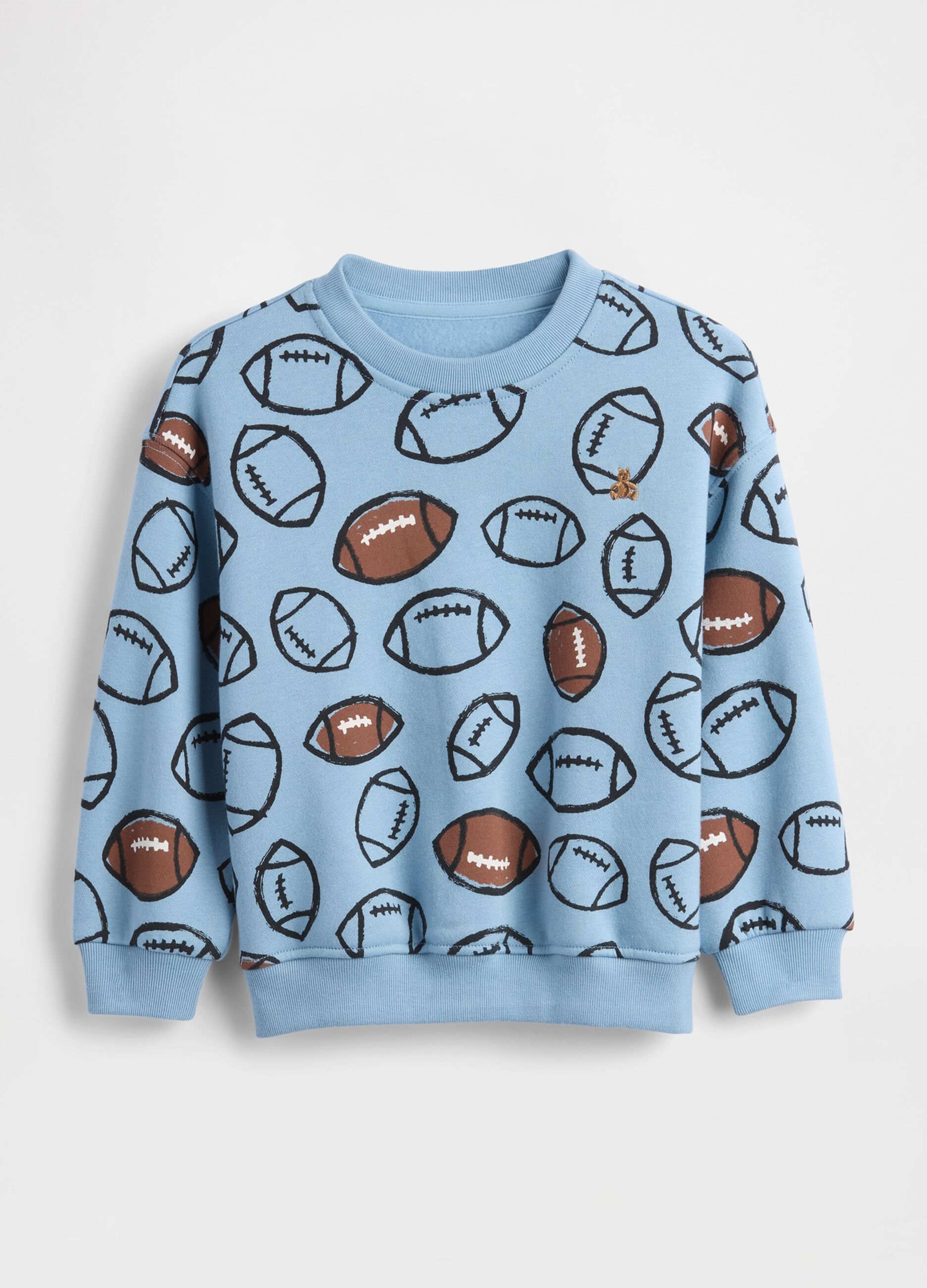 Crewneck blue sweatshirt with football print