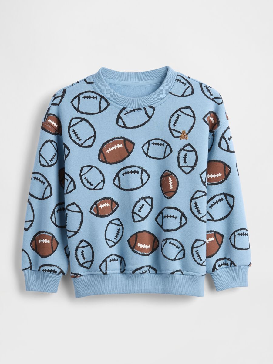 Crewneck blue sweatshirt with football print_0