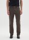 Brown slim fit stretch cotton trousers_1