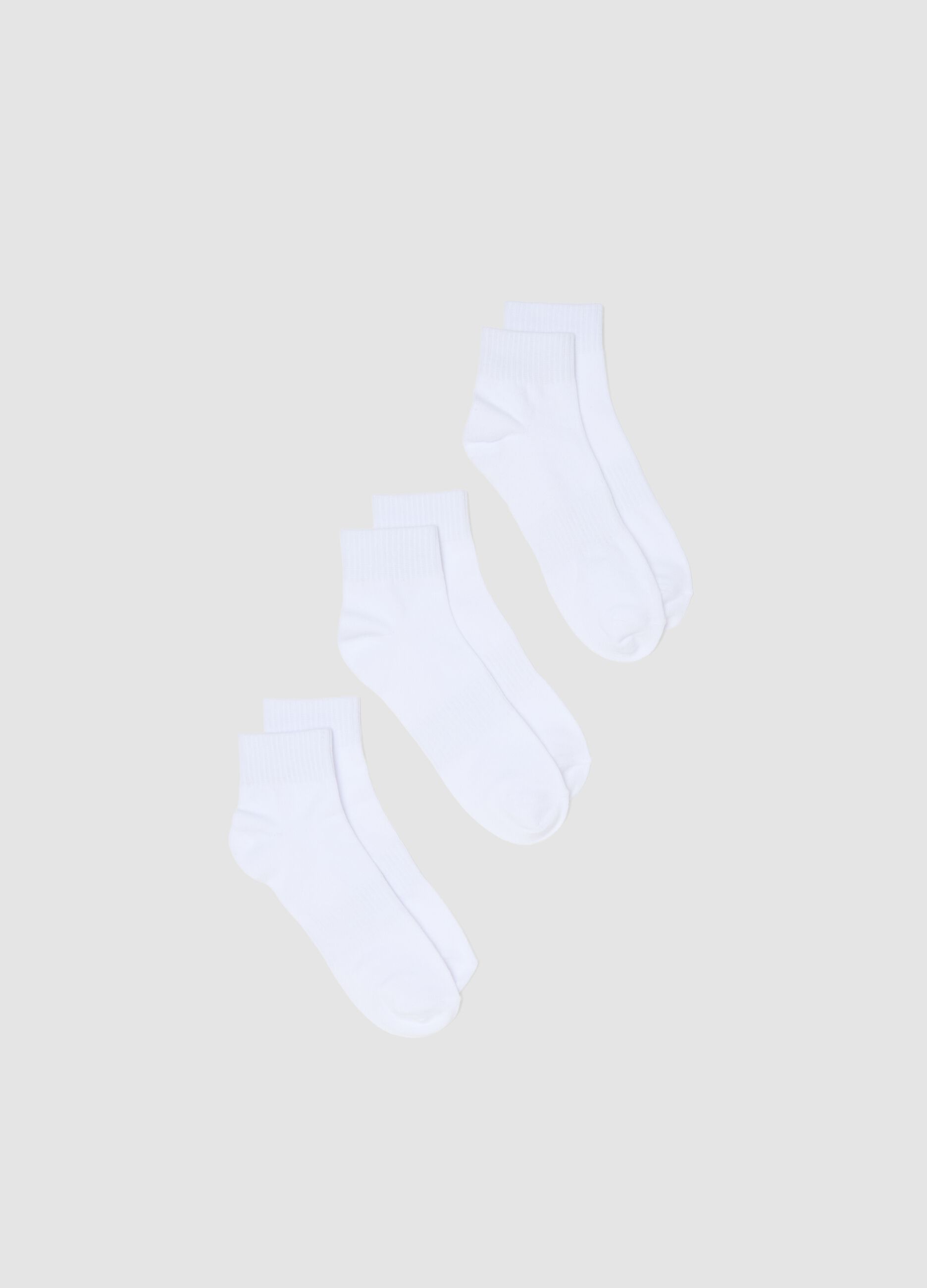 White Cotton Blend Ankle Sport Socks Tripack