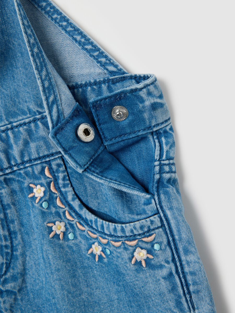 Girls' regular fit denim short overalls_2