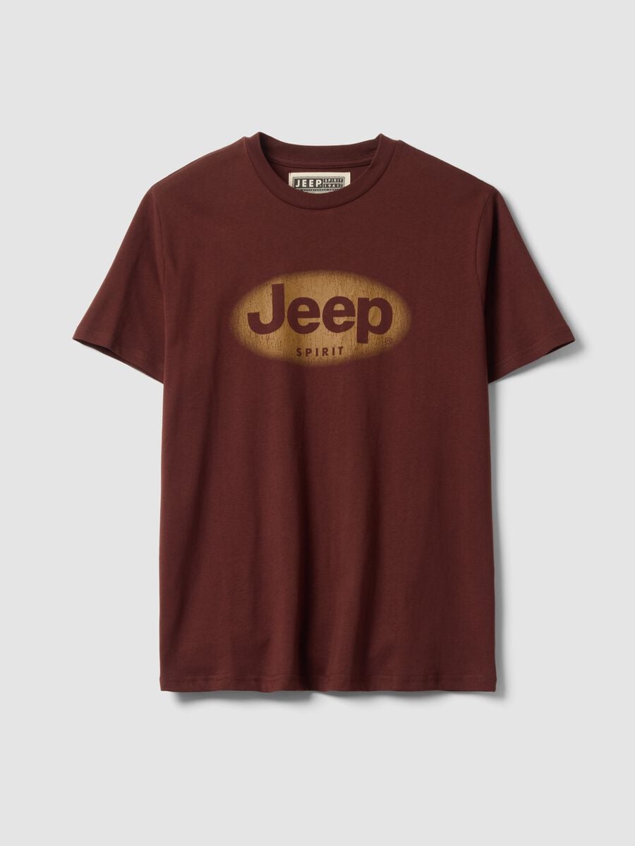 T-shirt marrone in puro cotone con girocollo e stampa Jeep_4
