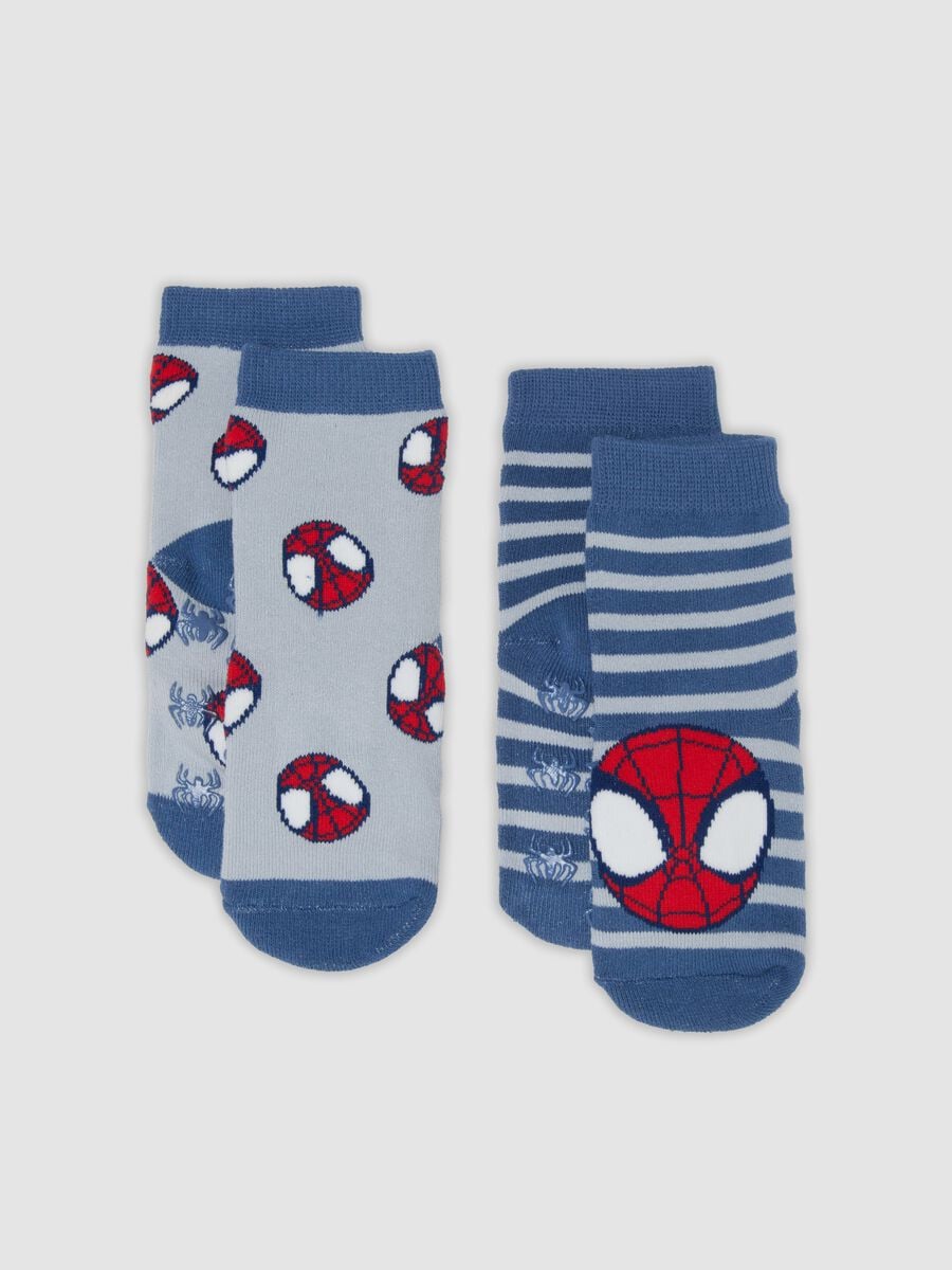 2-pack of blue organic cotton non-slip socks with Spidey print_0