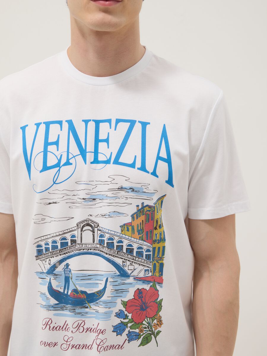 White 100% cotton T-shirt with graphic print, regular fit_2