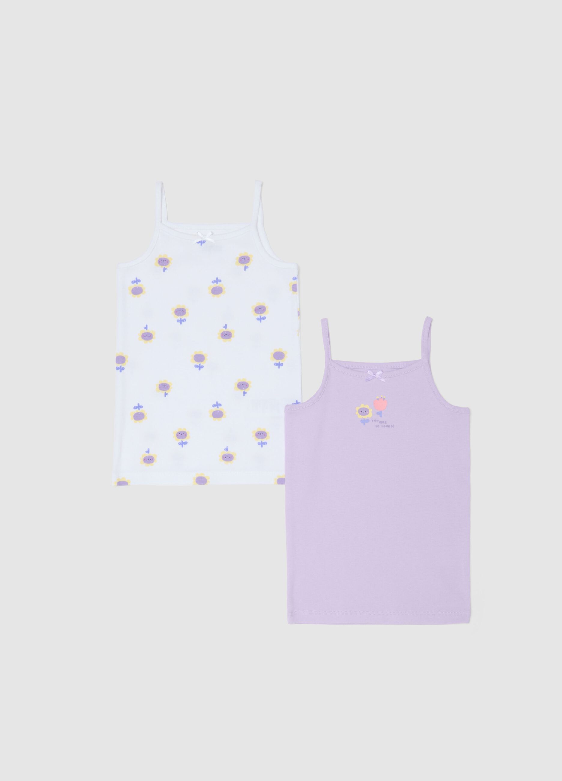 Bipack canotte in puro cotone multicolor da neonata con girasoli