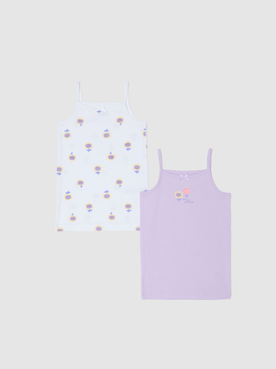 Bipack canotte in puro cotone multicolor da neonata con girasoli_0