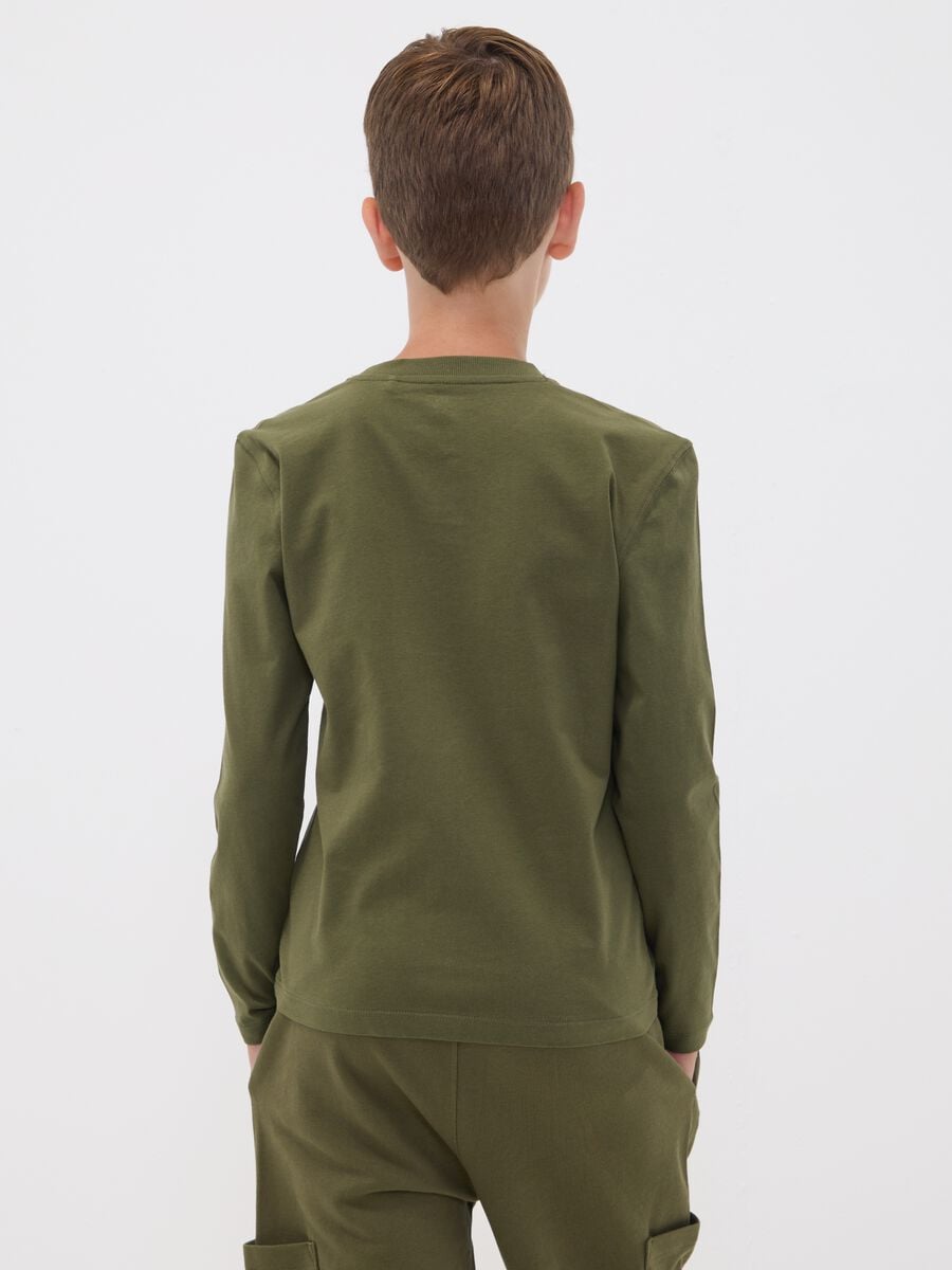 Green pure organic cotton slogan T-shirt for boys_2