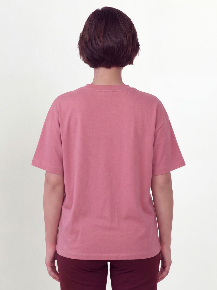 T-shirt girocollo rosa in misto cotone e modal elasticizzato regular fit_3