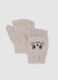 Beige girl's gloves with embroidery_0