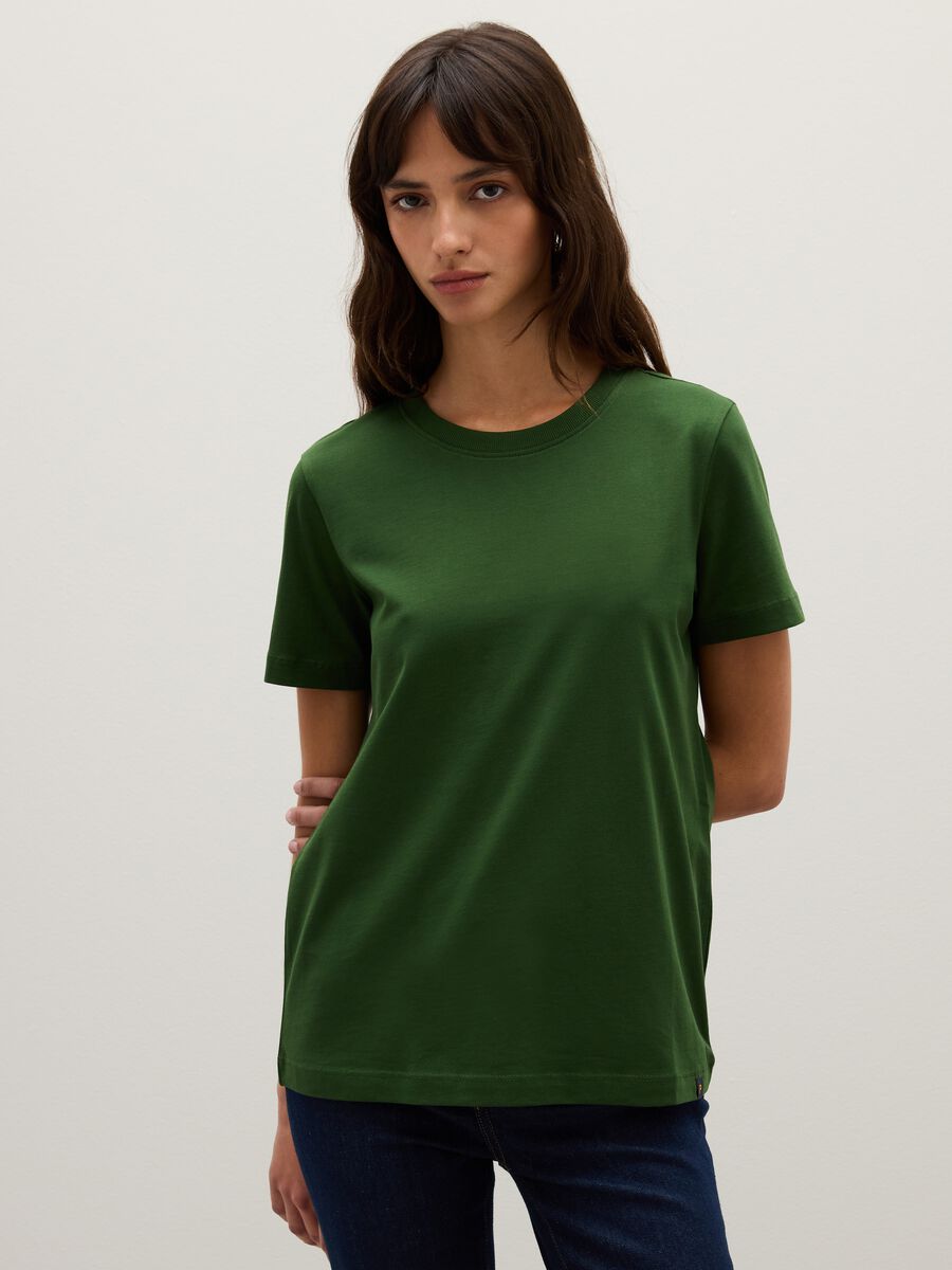 T-shirt in puro cotone verde regular fit_0