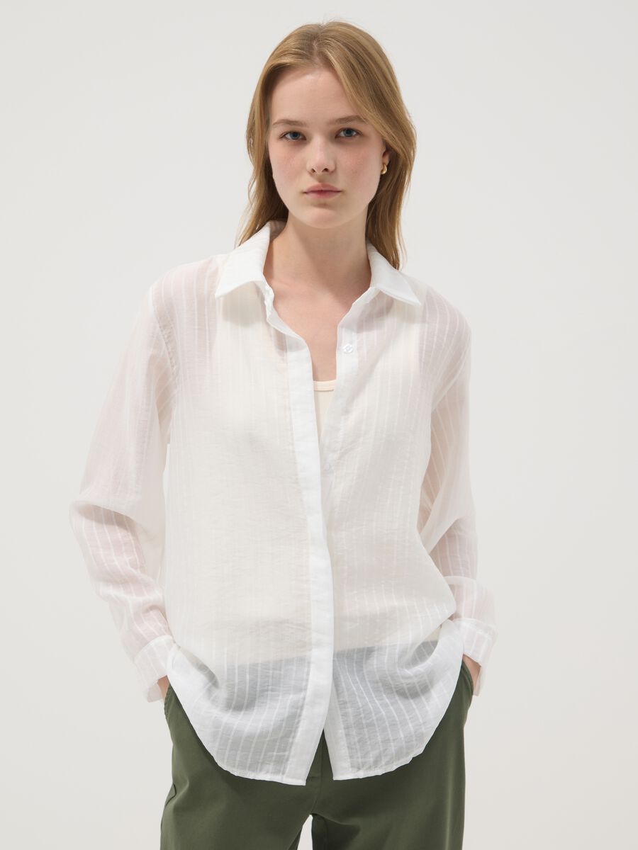White lyocell-blend shirt_0