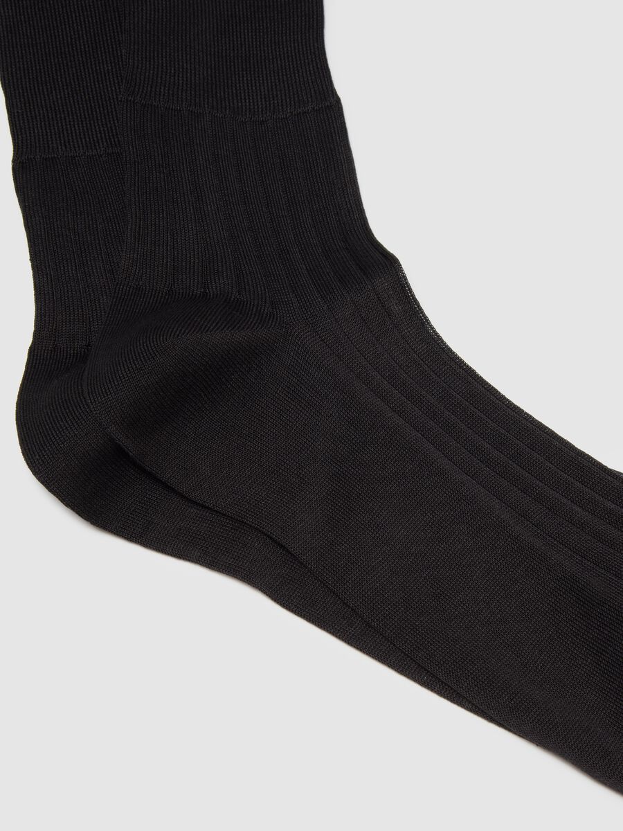 Black pure cotton socks bipack set_1