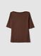 Brown stretch viscose t-shirt regular fit with boat neckline_4