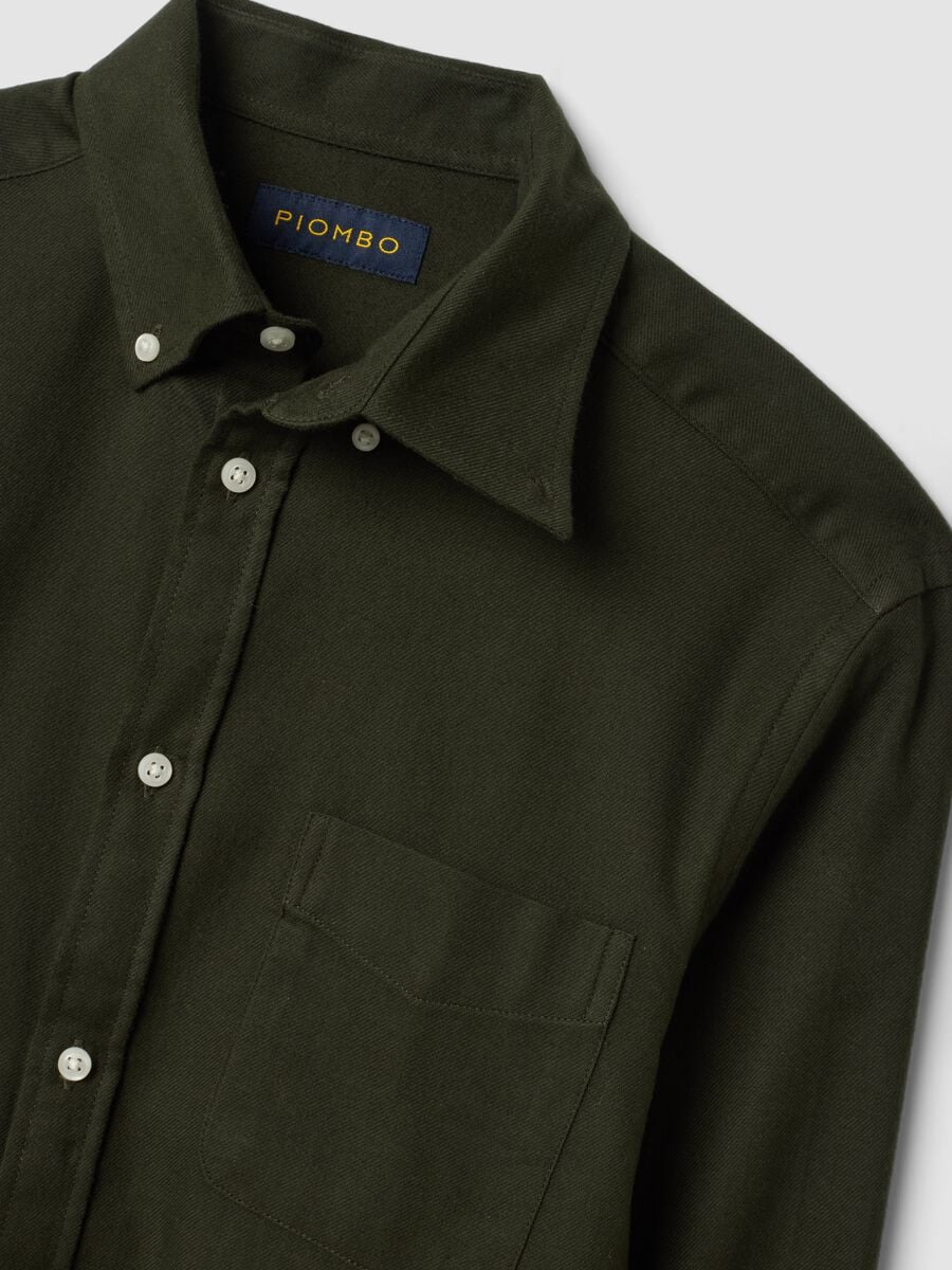 Camicia verde in flanella di puro cotone regular fit_2