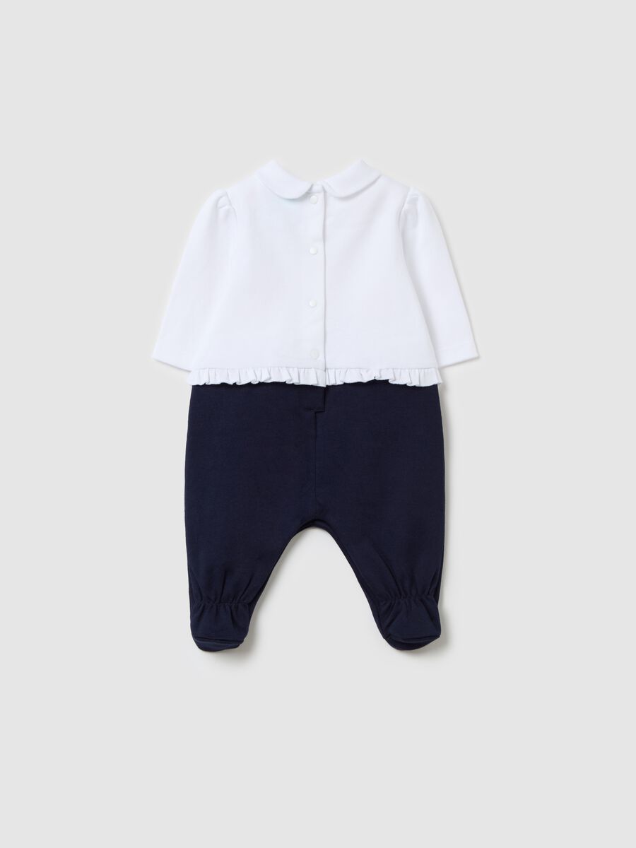 Cotton onesie with feet and Minnie Mouse print_1