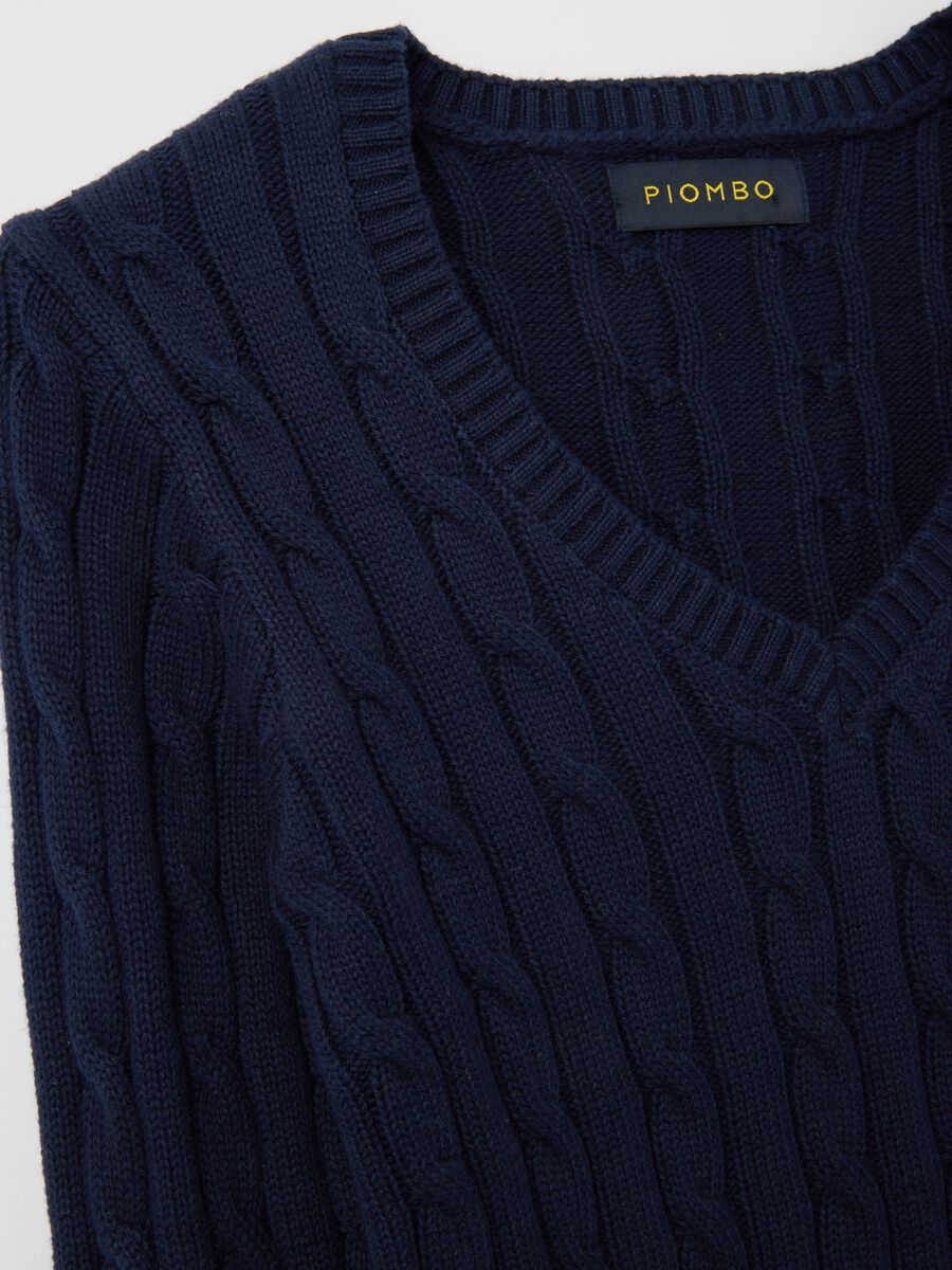 Maglione in puro cotone blu regular fit_5