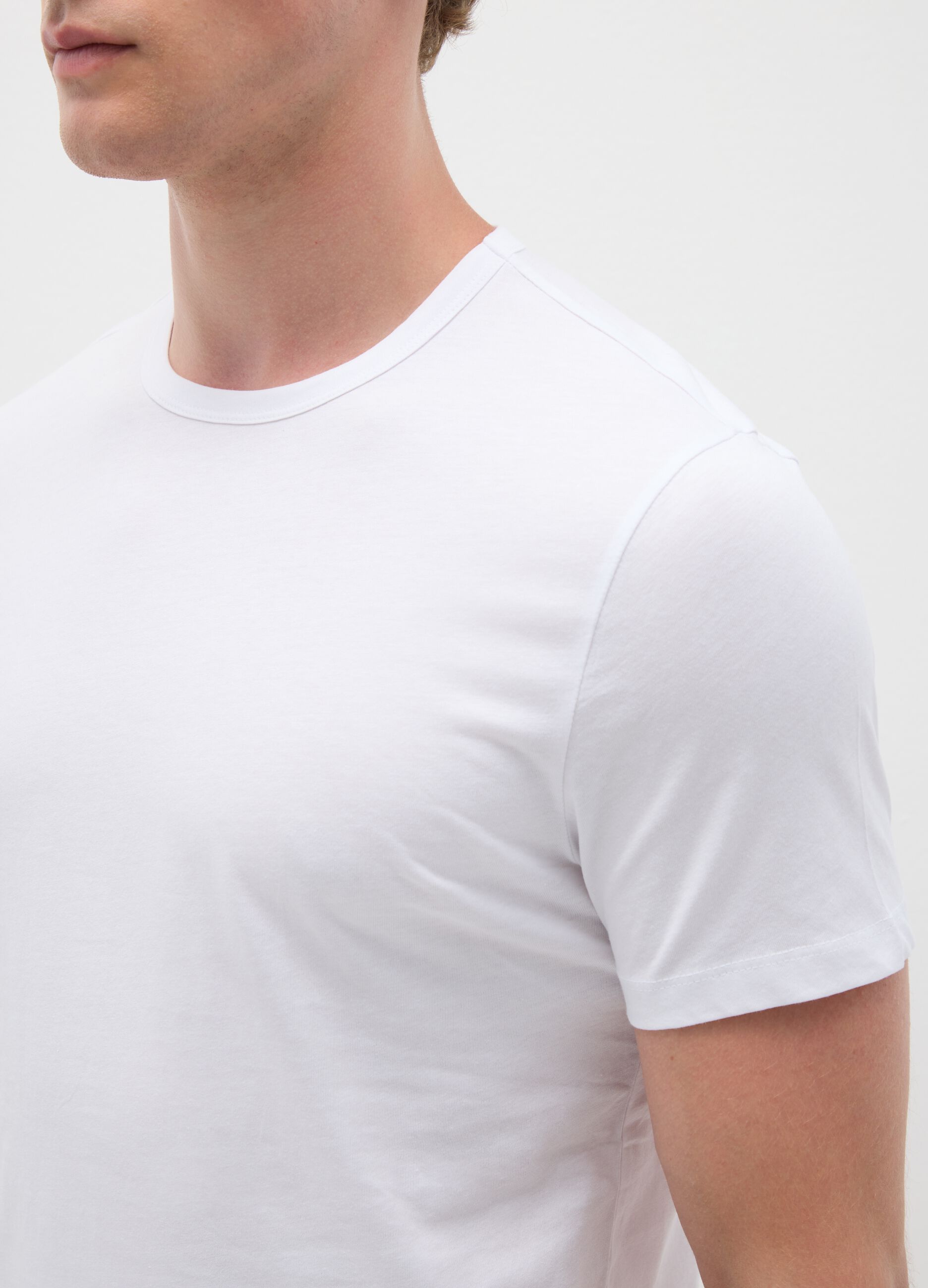 Men's pure cotton white regular fit T-shirt