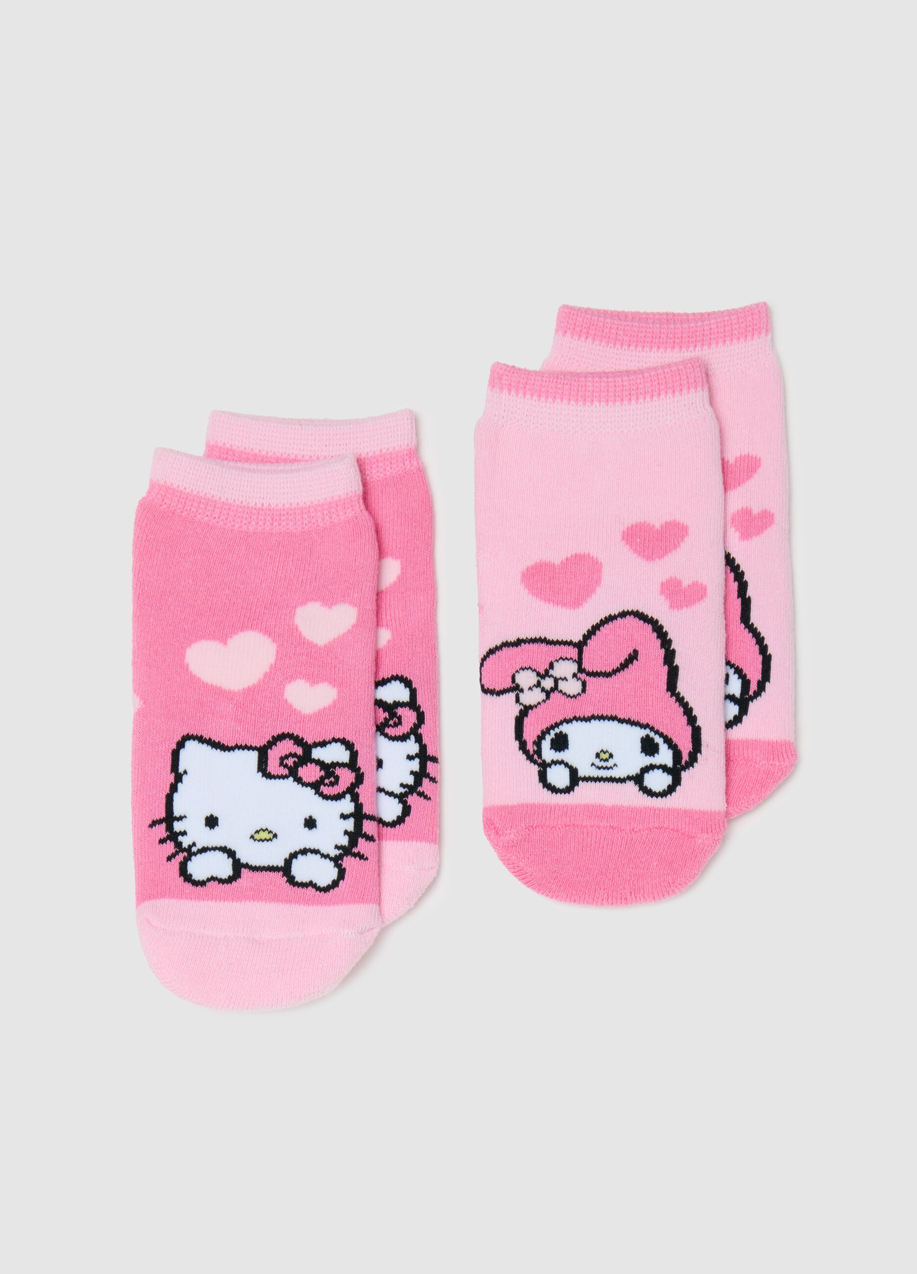 Two-pair pack slipper socks with Hello Kitty design