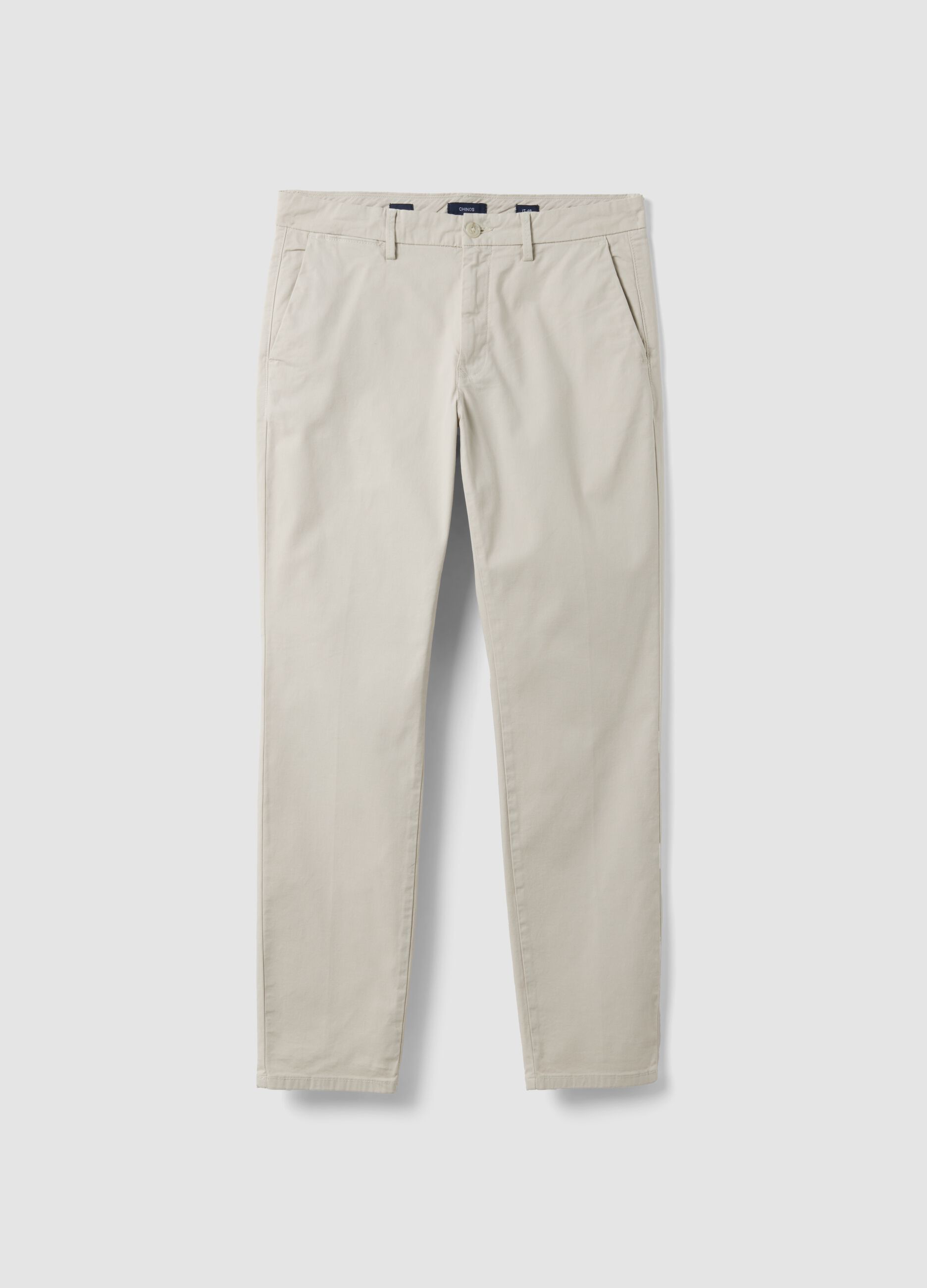 White slim-fit stretch cotton chino trousers