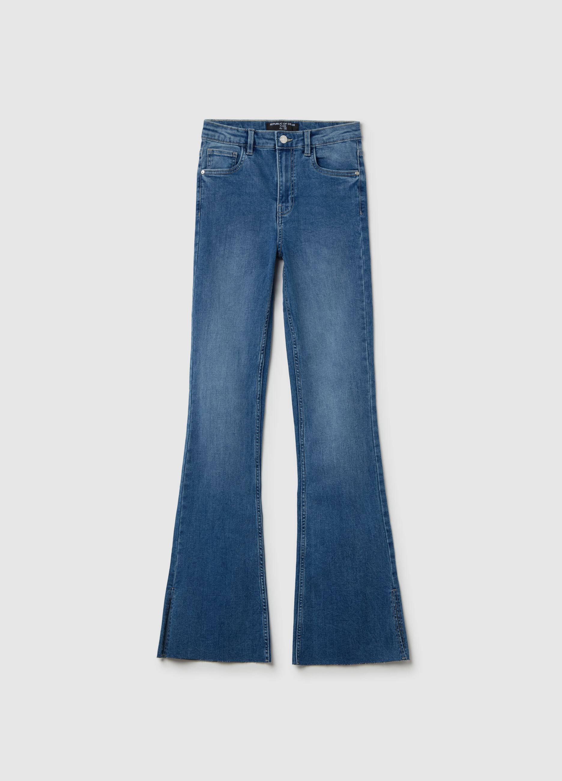 Flare-fit bootcut jeans with slits