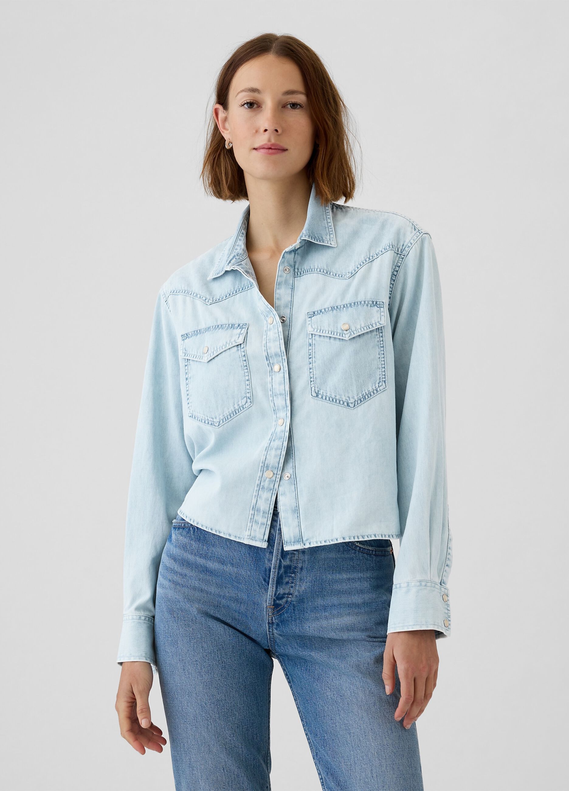 Cropped western shirt in denim