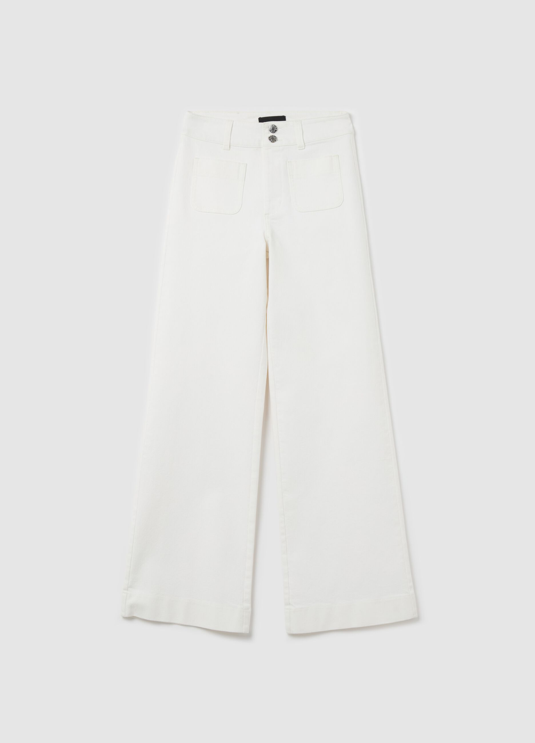 Solid colour bootcut-fit trousers