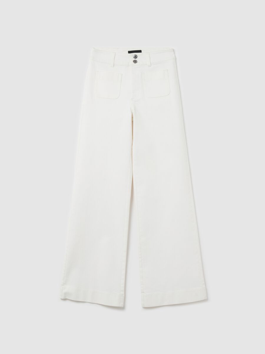 Solid colour bootcut-fit trousers_4