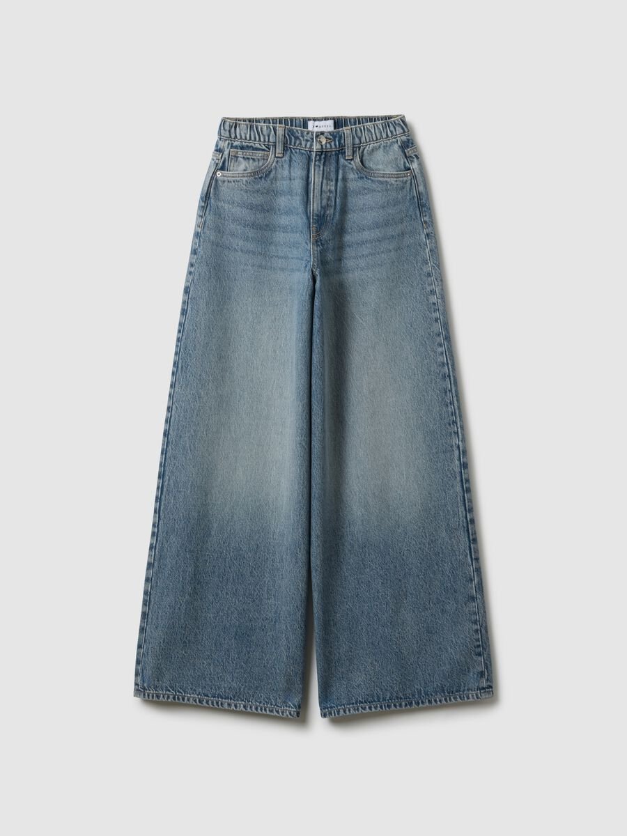 Jeans in puro cotone denim blu wide leg_4