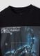 Black pure cotton crew-neck T-shirt with print_4