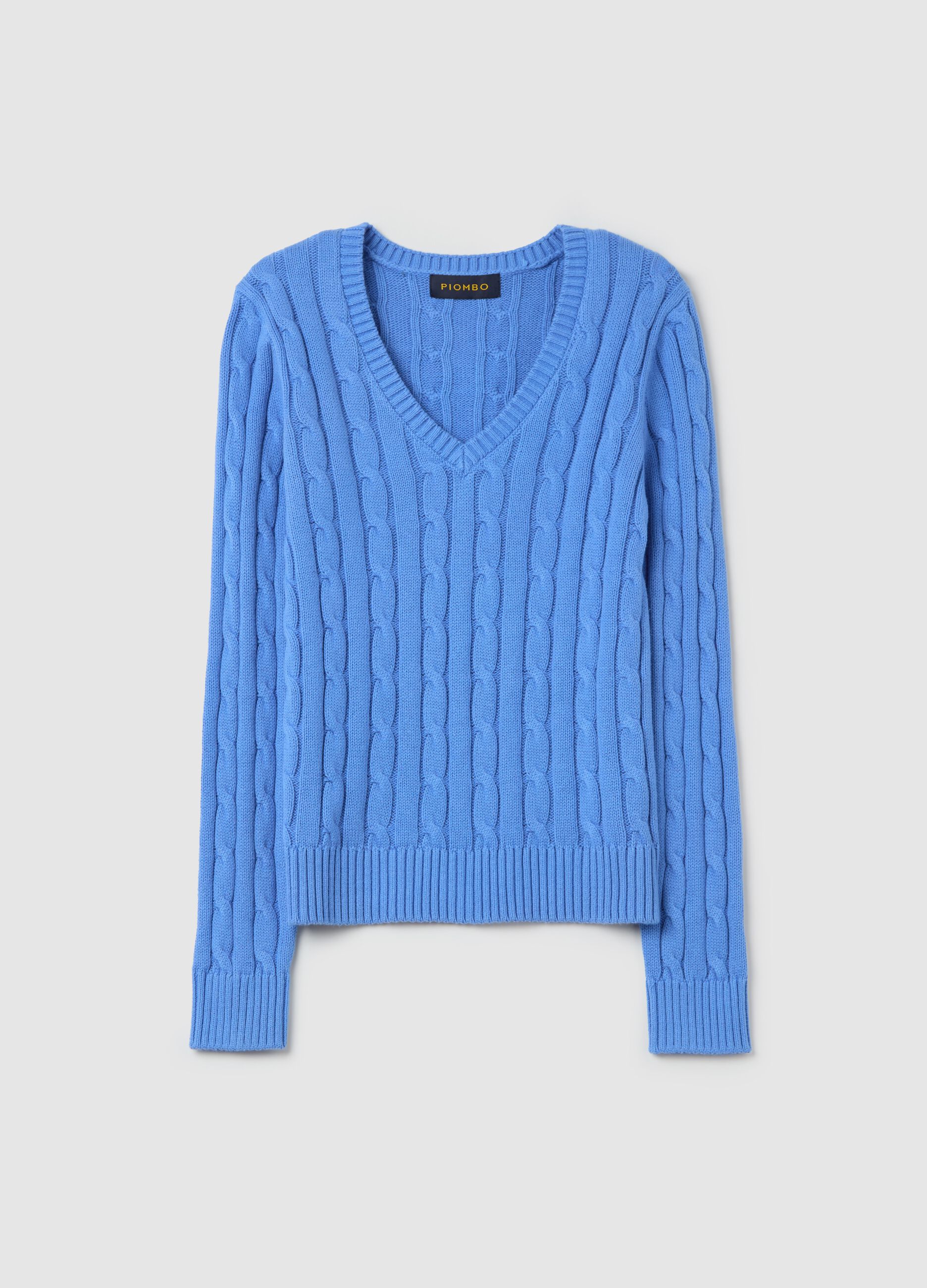 Pullover a trecce con scollo a V