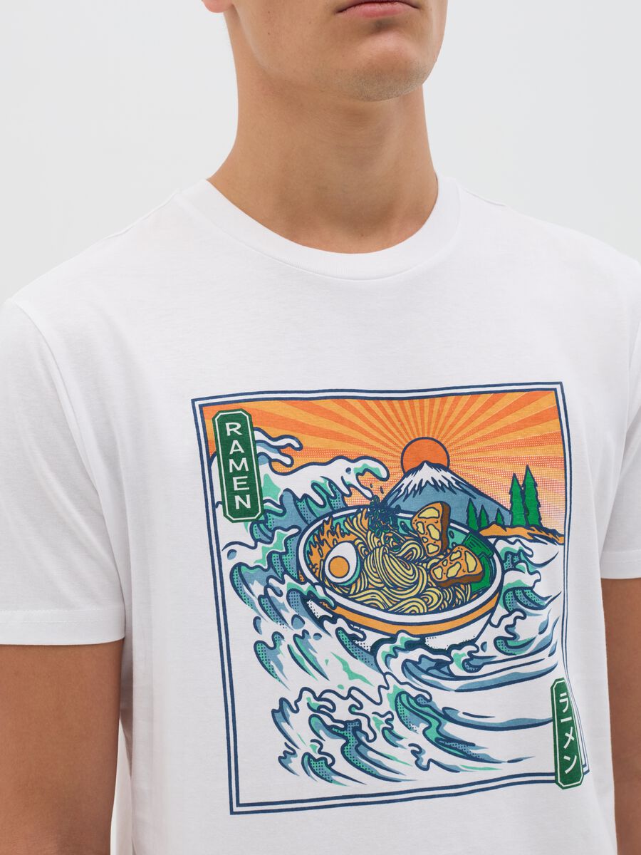 T-shirt da uomo in puro cotone bianca regular fit con stampa_2