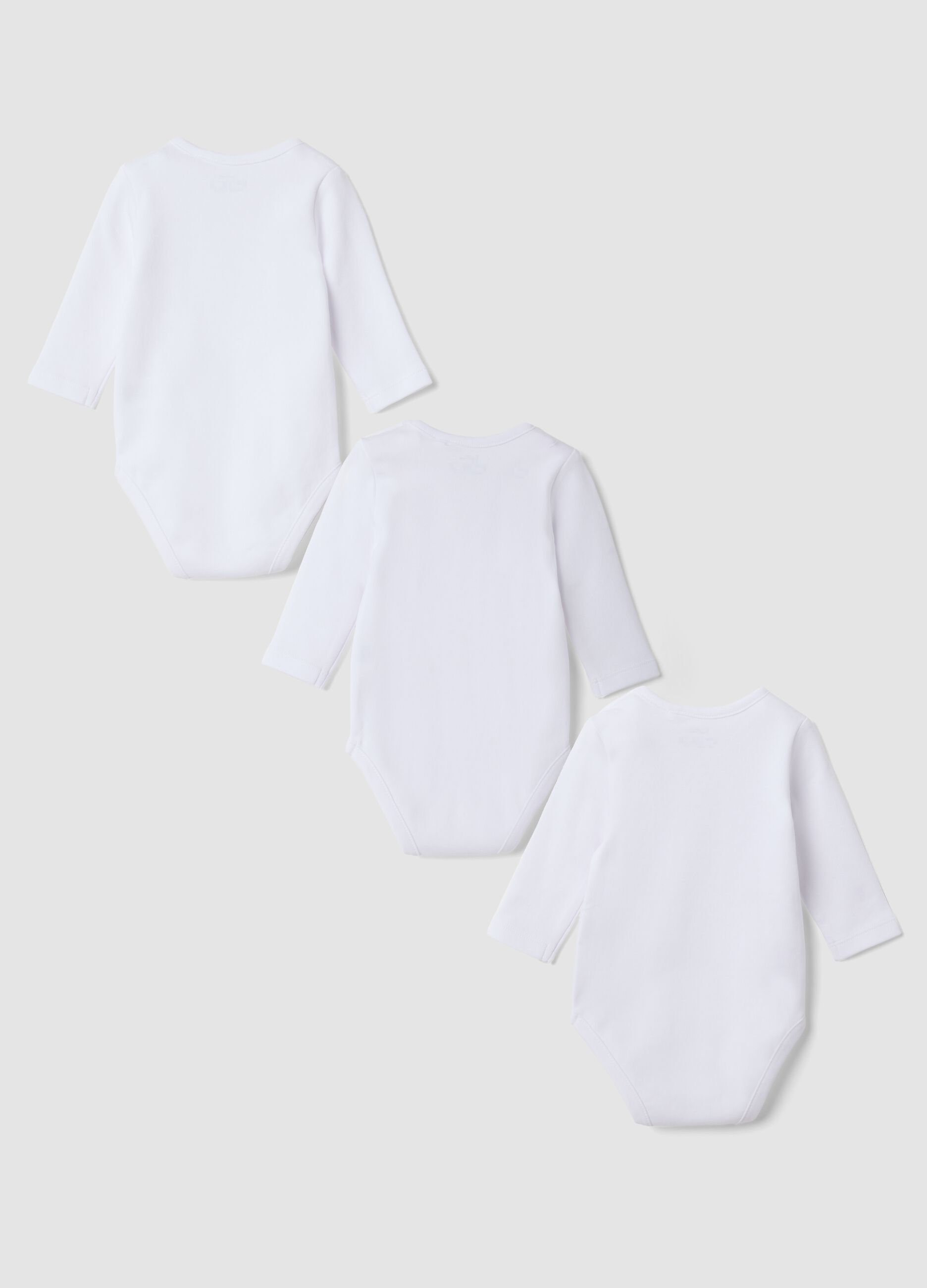 Tripack di body bianchi in puro cotone organico girocollo