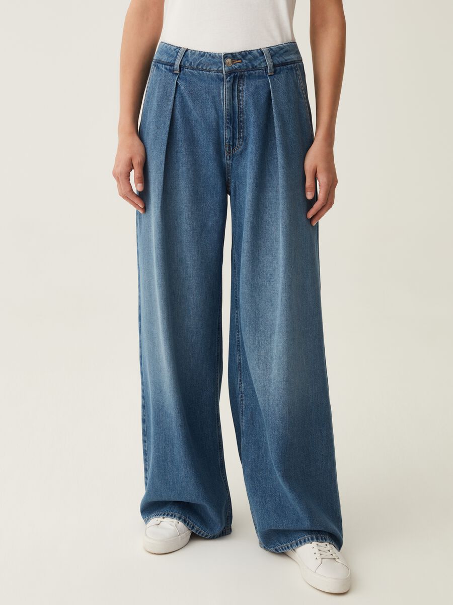 Jeans wide leg con pinces_1