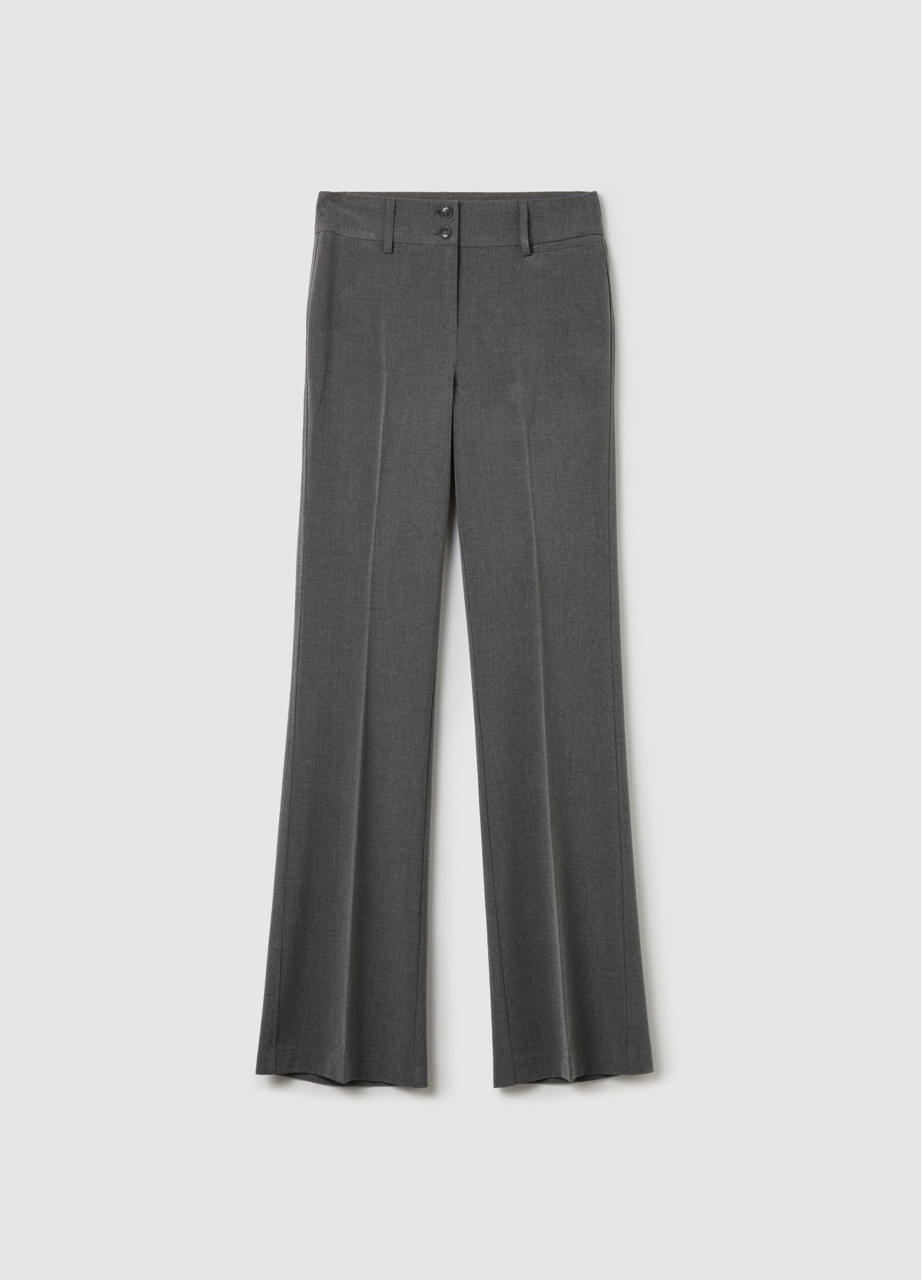 Flare-fit trousers with double button