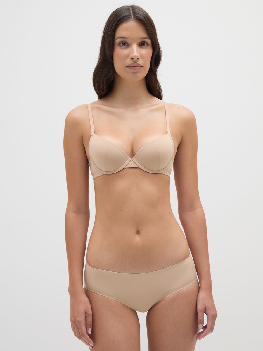 Women's beige stretch-blend bra_1