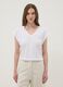 White pure cotton V-neck T-shirt_2