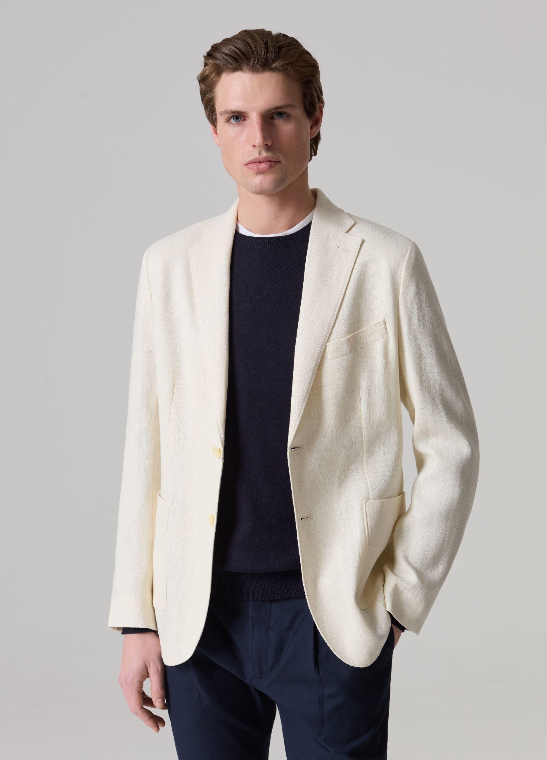 Ovs Blazer slim fit in puro lino
