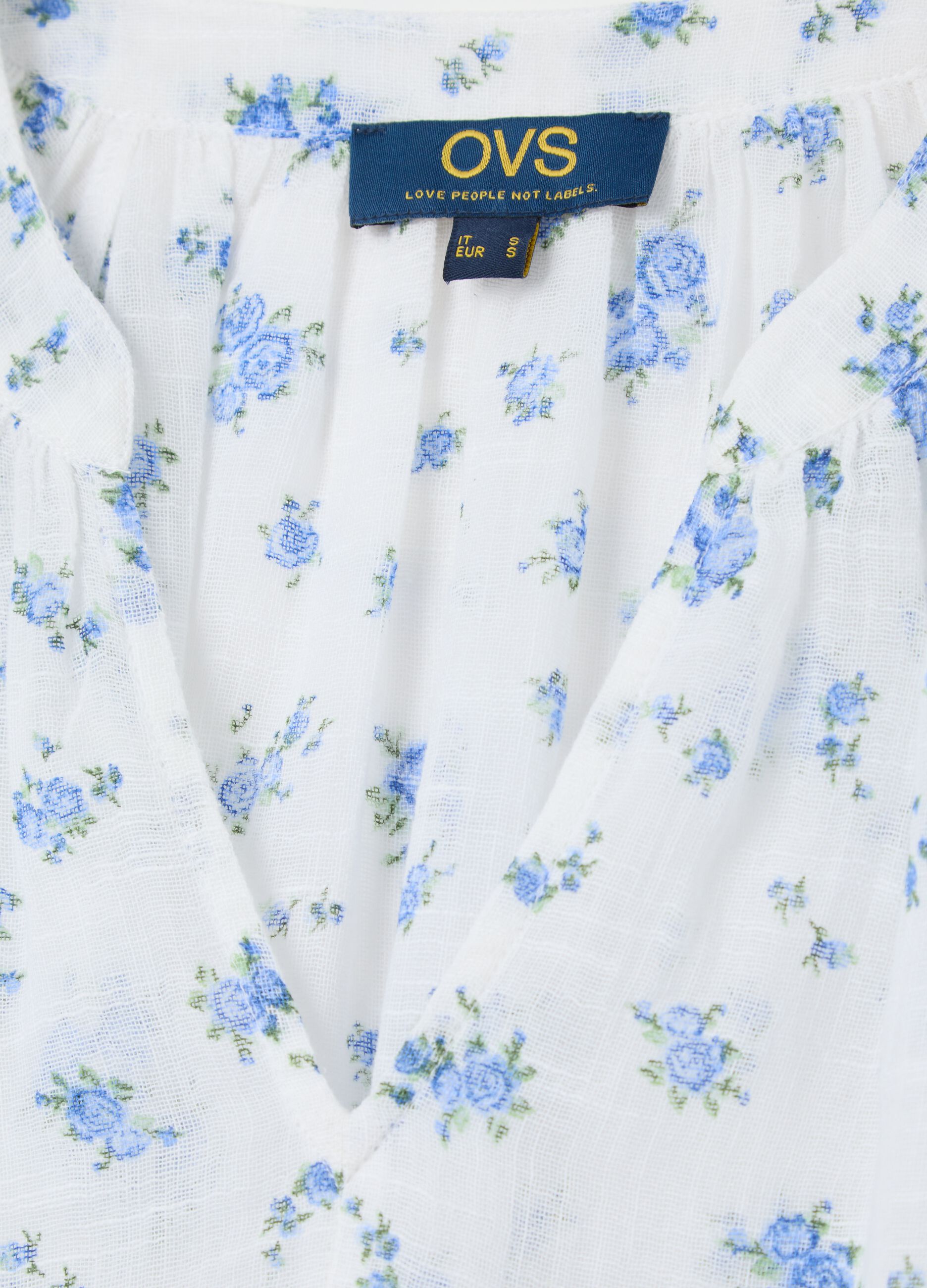 White and blue brushed blouse