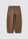 Brown pure cotton embroidered balloon-fit jeans_2