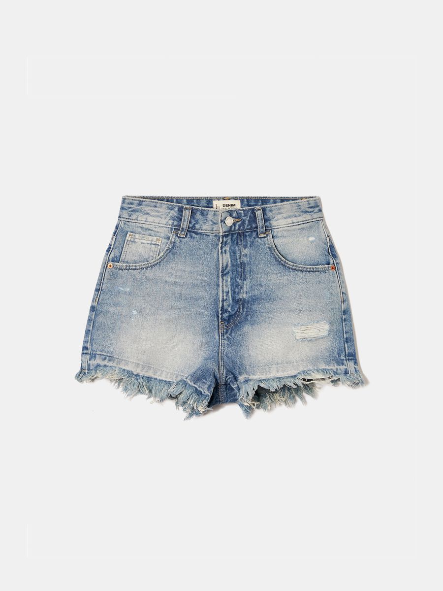 Frayed denim shorts_4