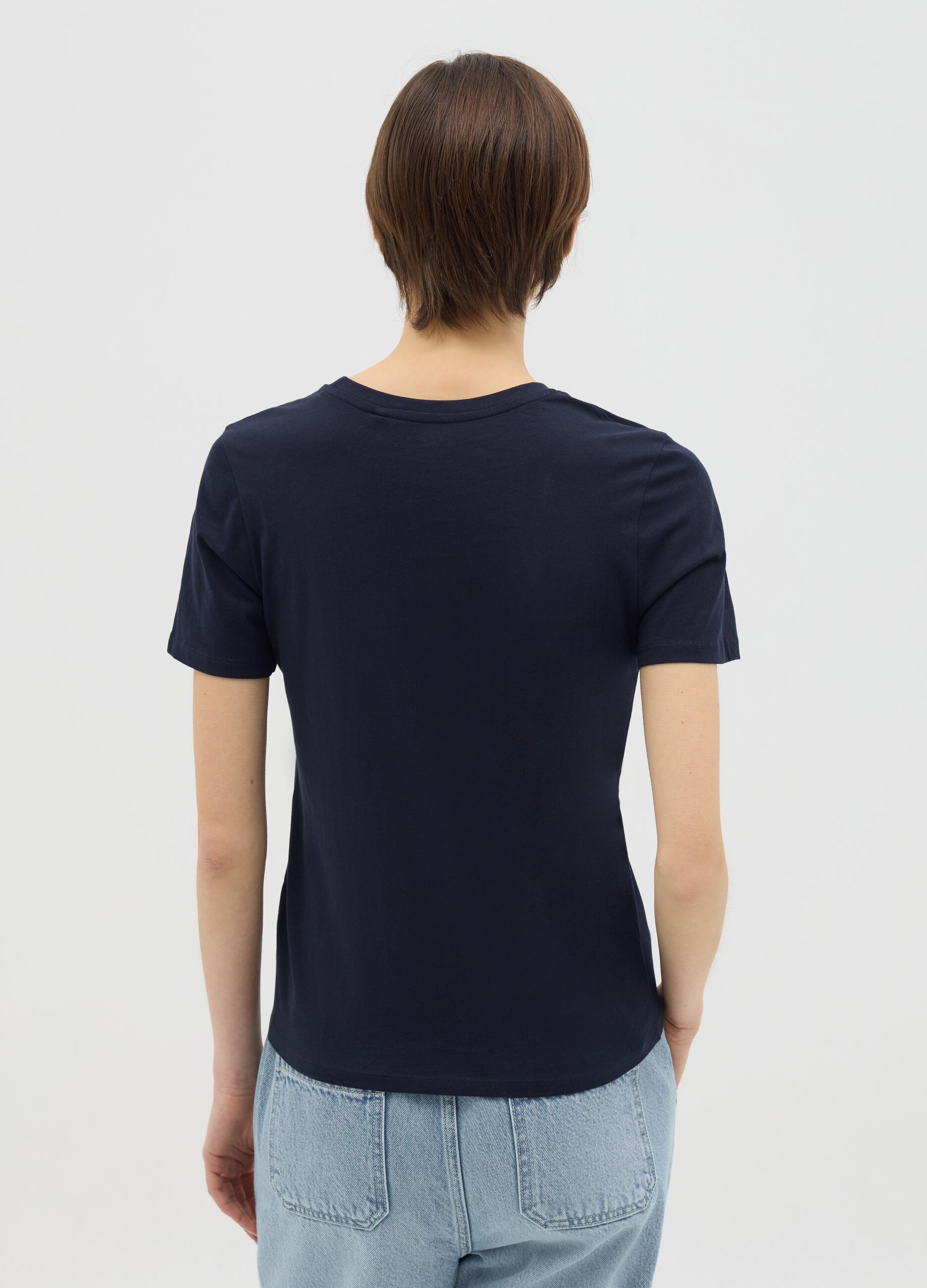 Blue T-shirt with embroidered pocket in Ovs cotton