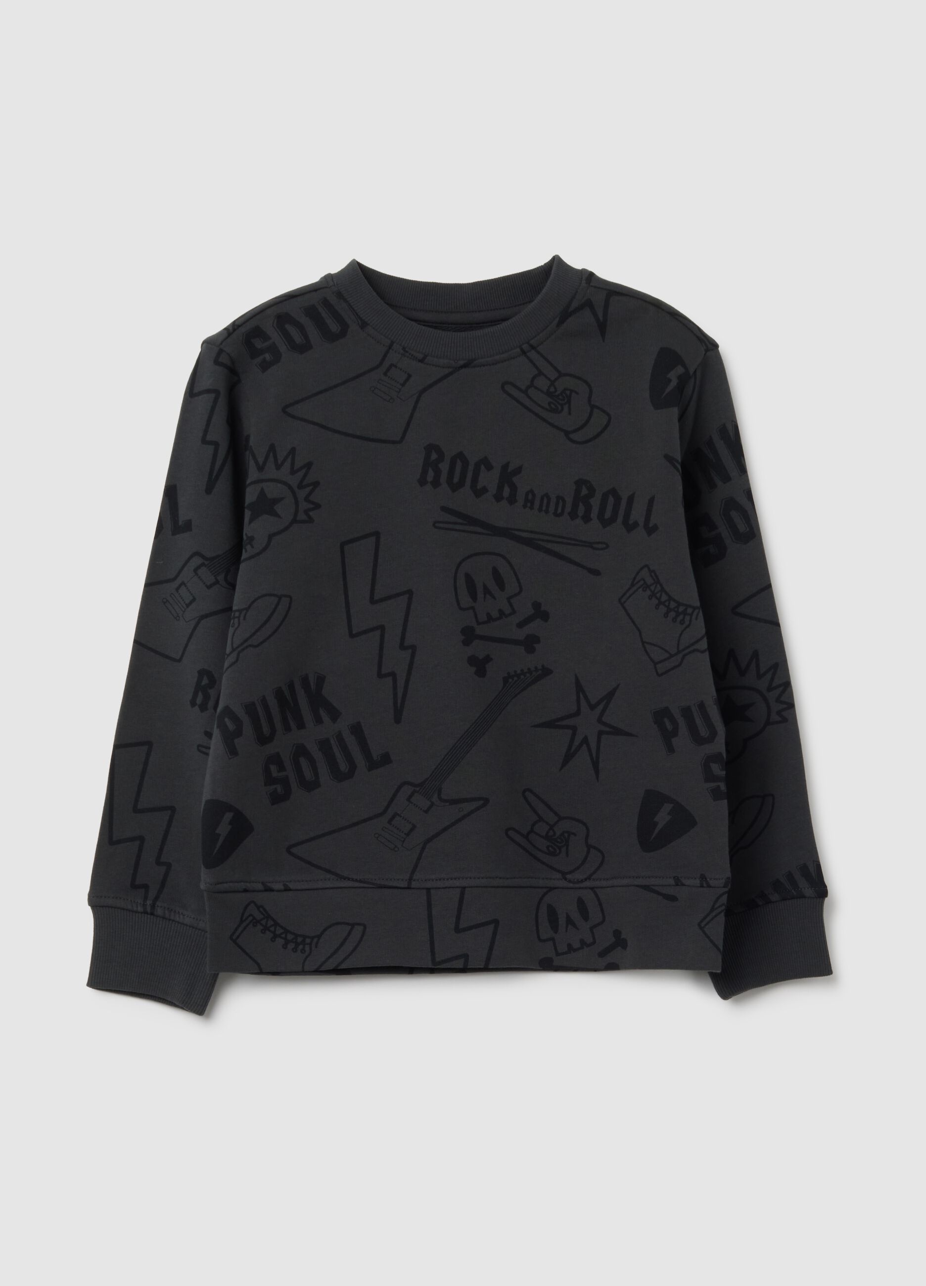 Felpa da bambino in puro cotone nero oversize