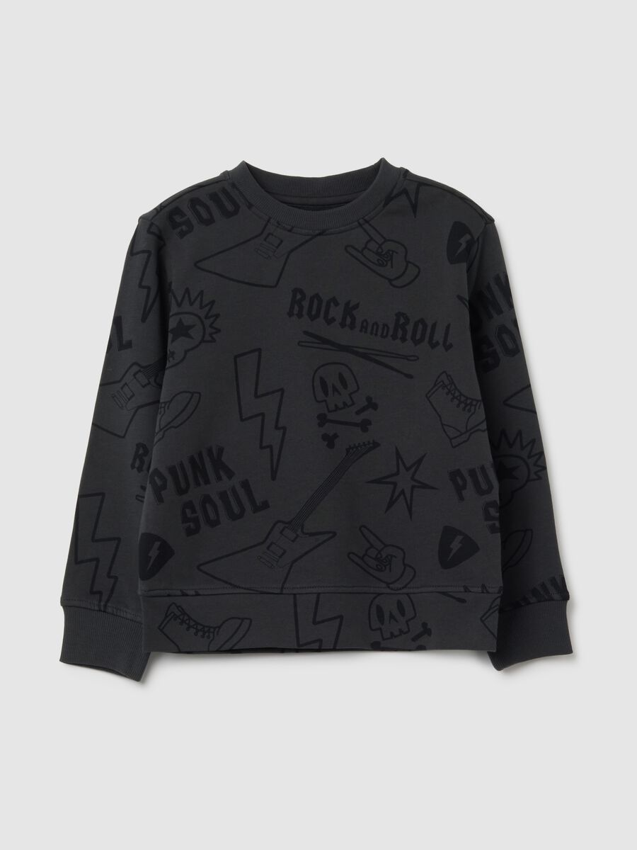 Felpa da bambino in puro cotone nero oversize_0