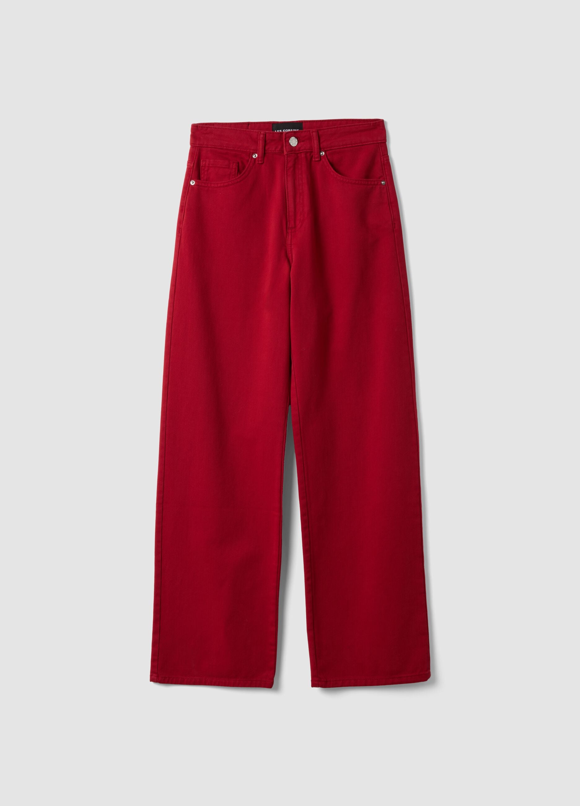 Jeans denim rossi wide leg in puro cotone