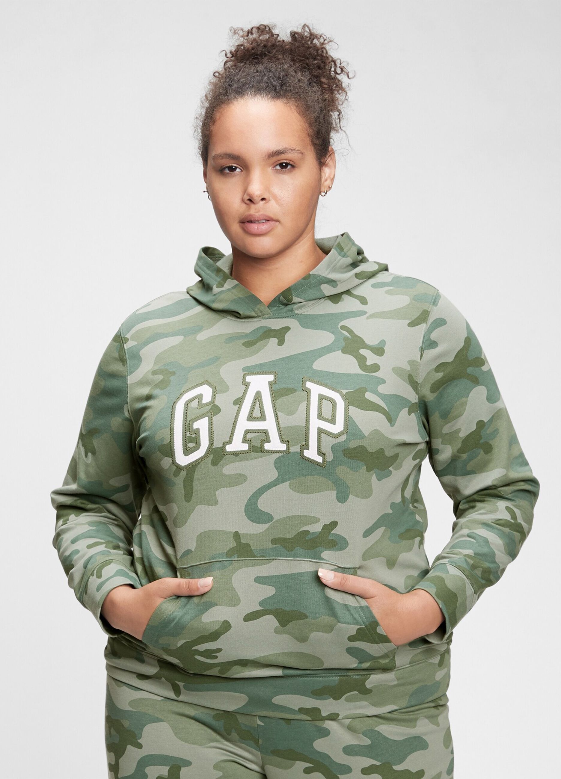 Camo hoodie with embroidered logo
