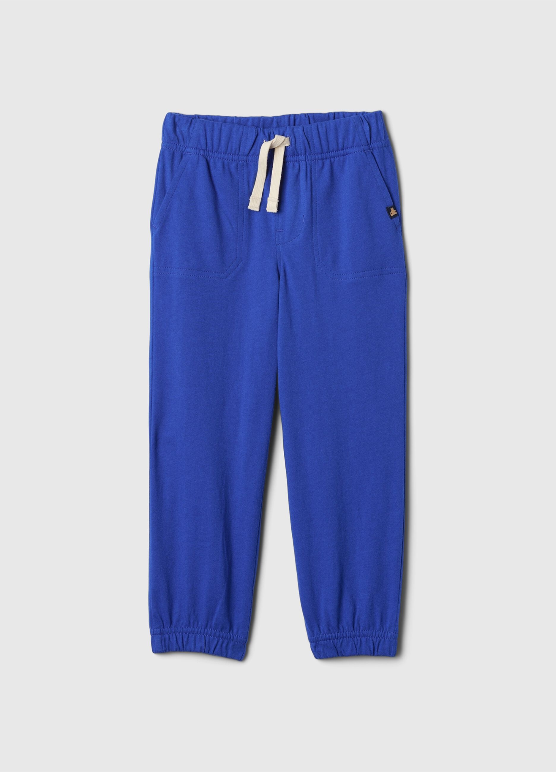 Fleece joggers with drawstring and elasticated edging